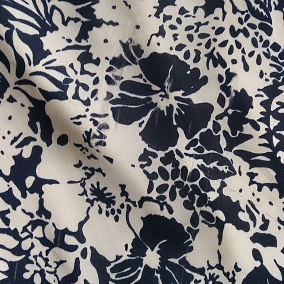 J. G. Hook Floral Tropical A-Line Lined Midi Skirt 10 Navy Blue Cream - Picture 11 of 14